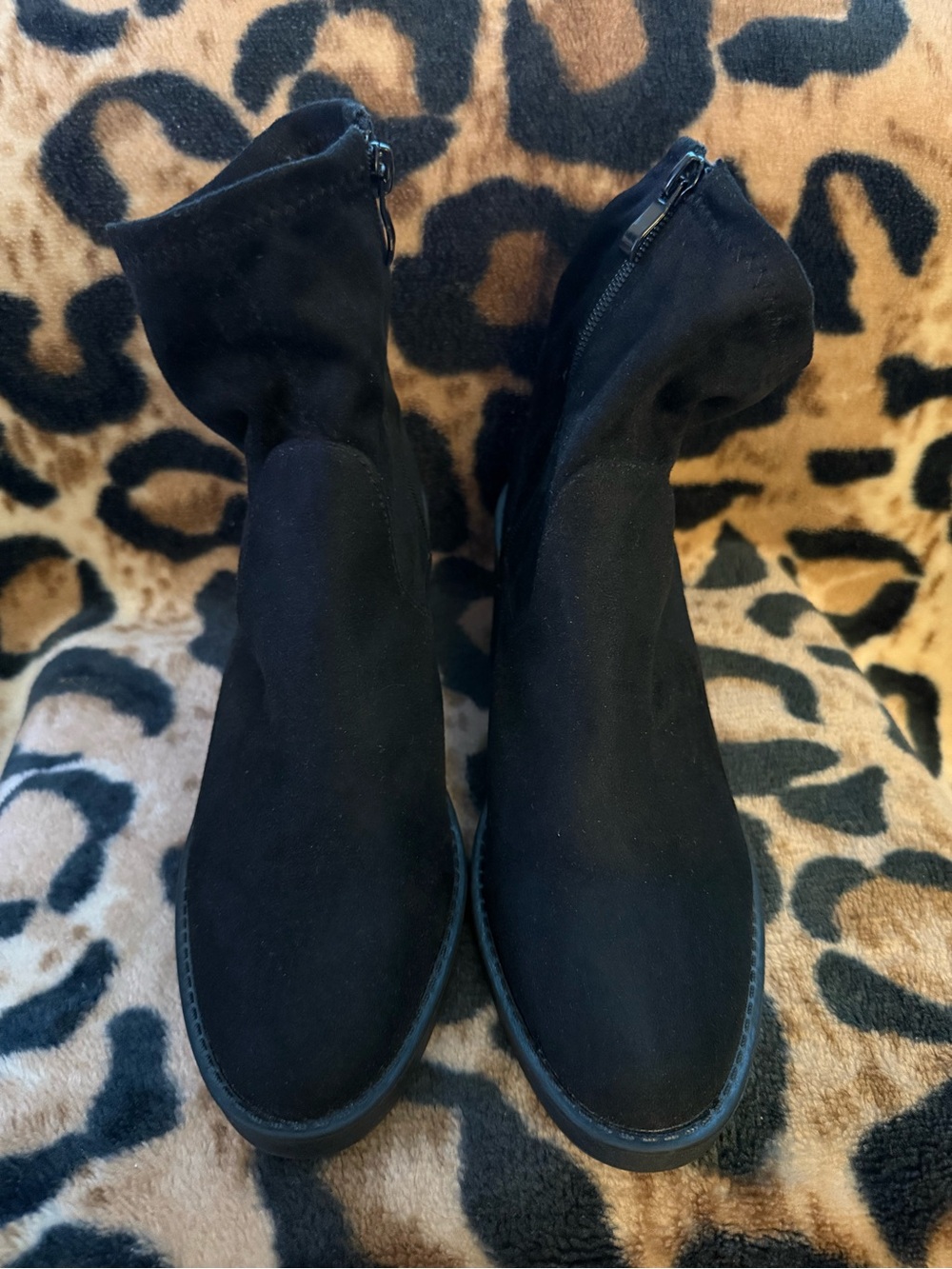 ASOS Black Suede Ankle Zip Booties